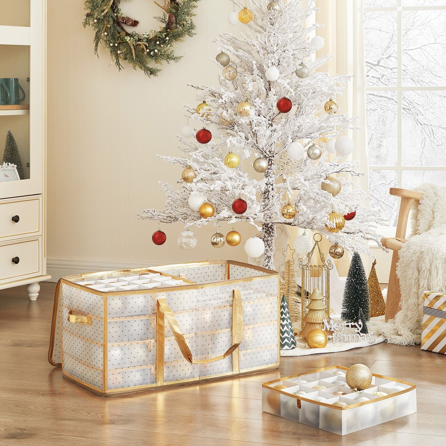 Large Christmas Ornament Storage Boxes - Sandy Gold - 25.4L x 13.2W x  13.4H - Bed Bath & Beyond - 39679631