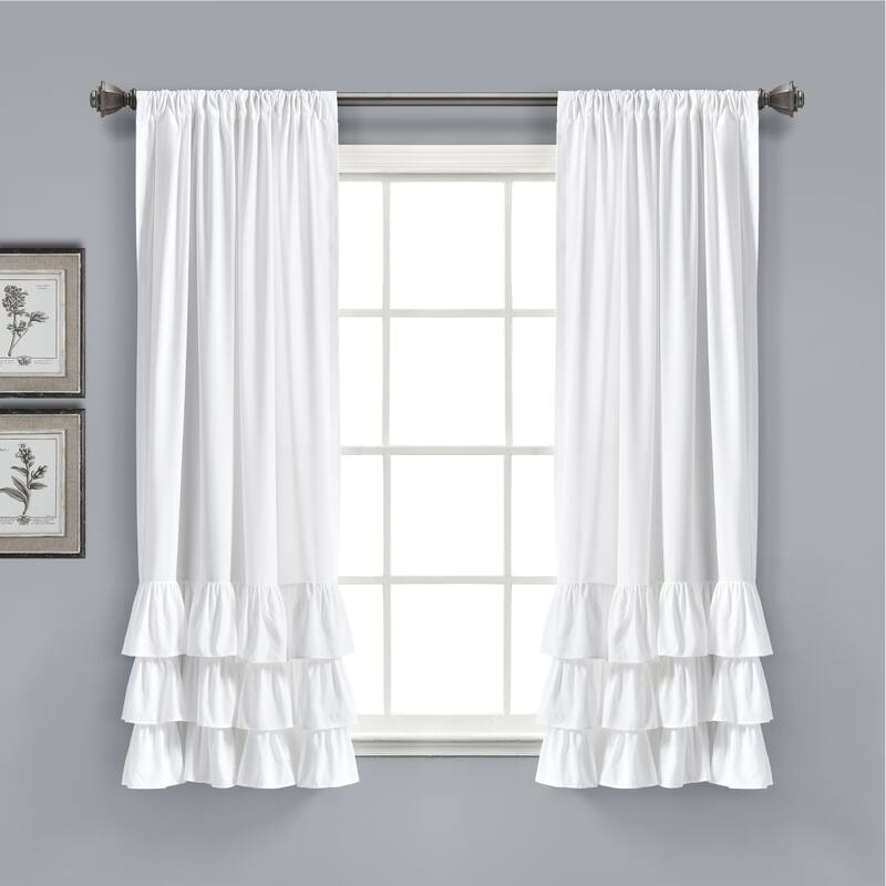 Lush Decor Allison Ruffle Window Curtain Panel Pair - 40"wx63"l - White