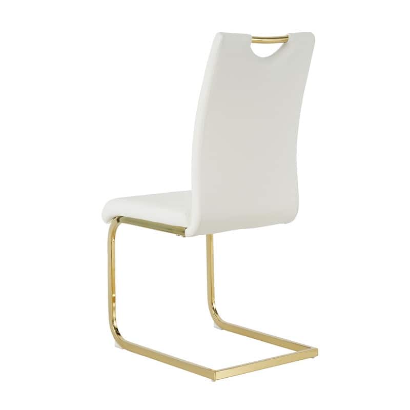 Modern Dining Room Chairs with Faux Leather Padded Seat and Golden Metal Legs（Set of 4）