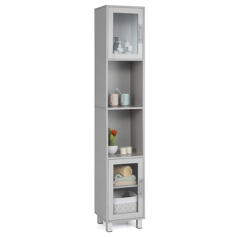 71'' Tall Tower Bathroom Storage Cabinet Organizer Display Shelves - Grey