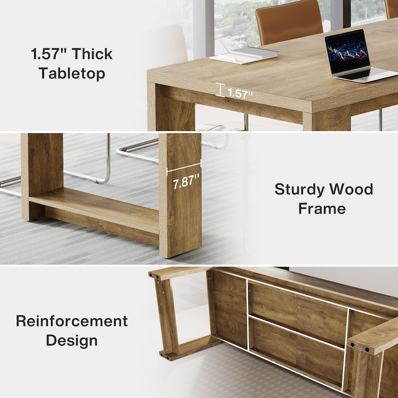 7 ft Modern Rectangle Conference Table for 6 to 8 People - 86.6" L x 27.6" W x 29.5" H