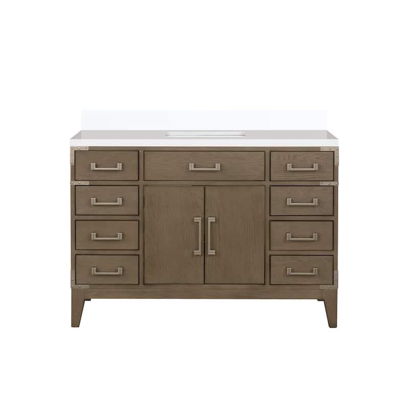 Laurel 48 in W x 22 in D Black Oak Single Bath Vanity and White Quartz Top