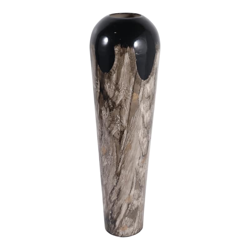 Tapered Iron Vase with Marbleized Finish - Modern Flower Vase