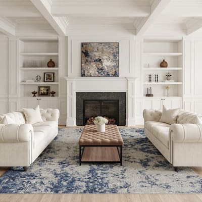 Nourison Rustic Textures Abstract Modern Blue Grey Area Rug