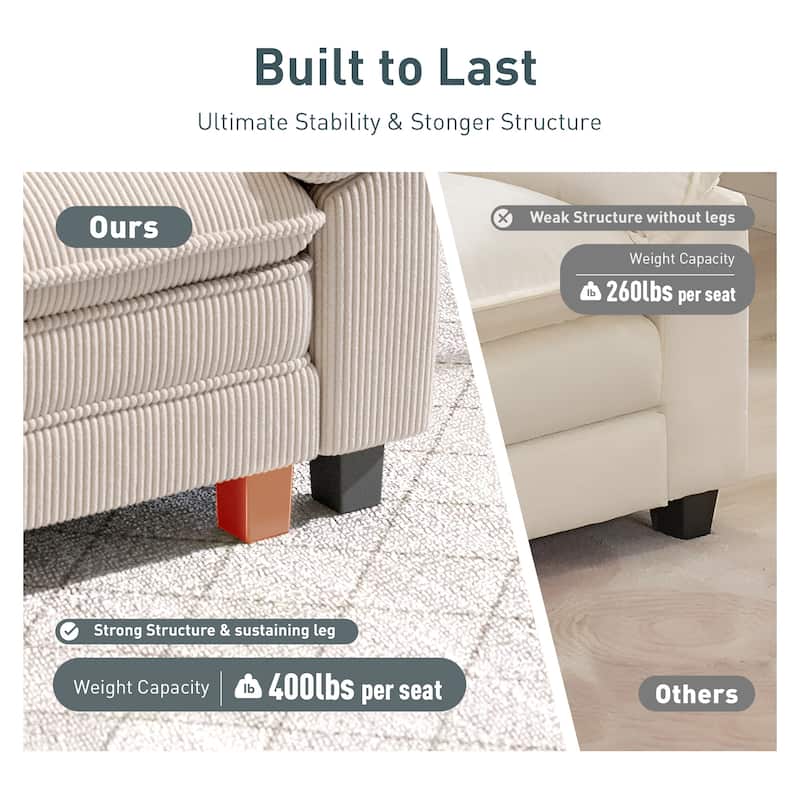 MAISON ARTS Chenille & Corduroy Modular Sectional Sofa Set, Comfy 5/6/7-Seat Living Room Couch with 3-Seater or Loveseat