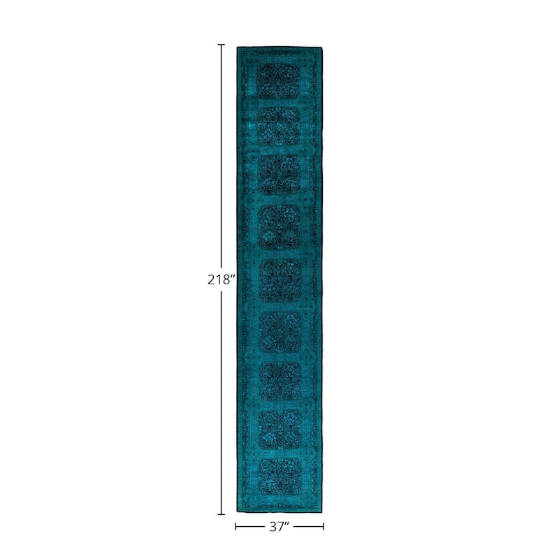 Fine Vibrance, One-of-a-Kind Handmade Runner Rug - Black, 3' 1" x 18' 2" - 3' 1" x 18' 2"