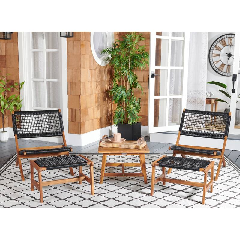SAFAVIEH Lissy Acacia/ Rope Outdoor Chair & Table Set - 24W x 28D x 31H