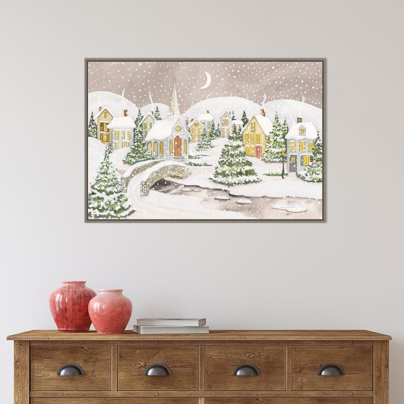 All is Calm All is Bright Light by Kathleen Parr McKenna Canvas Art Framed - 33 x 23 in