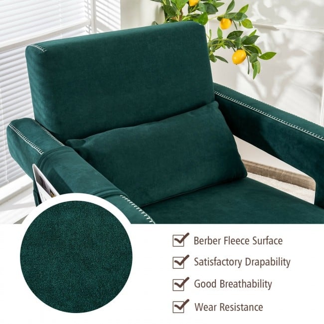 Modern Berber Fleece Single Sofa Chair with Ottoman and Waist Pillow - 31" x 31" x 34.5" (L x W x H)