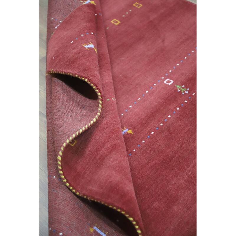 Hand Knotted Oriental 100% Wool Carpet Tribal Animal Pictorial Red Gabbeh Area Rug - 7' 8'' X 4' 11''