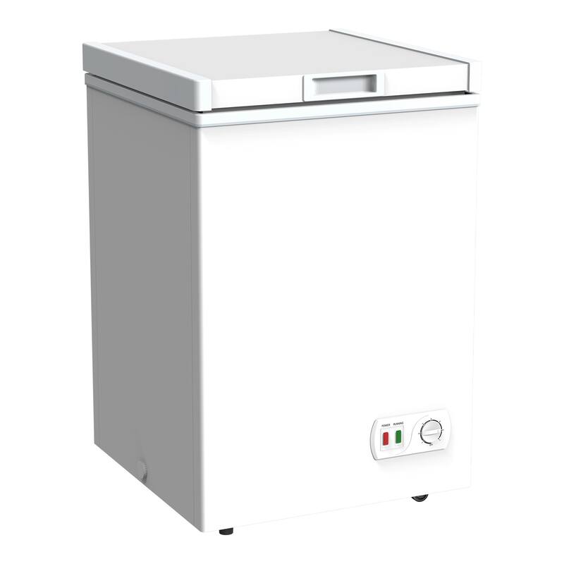 3.5 Cu. Ft Modern White Small Deep Freezer with Removable Basket