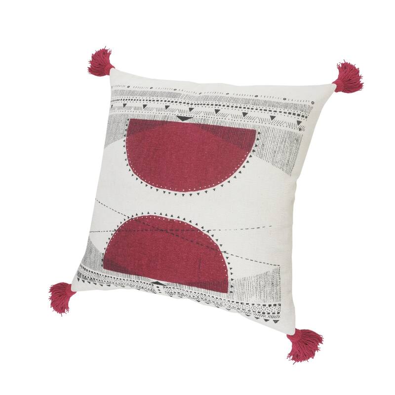 20" Red and White Reflective Sun Geometric Square Throw Pillow