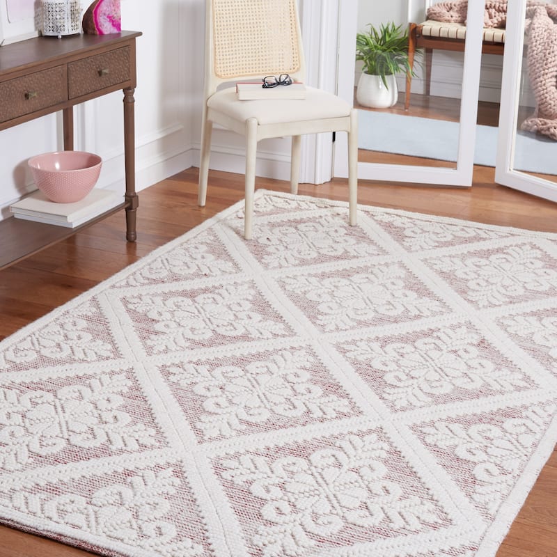 SAFAVIEH Handmade Vermont Davina Wool Rug - 6' x 9' - Ivory/Red