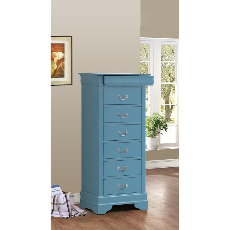 7-Drawer Wooden Bedroom Chest - 51" - Blue