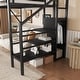 preview thumbnail 14 of 98, Metal Loft Bed with Wooden Stairs Built-in Storage Shelves and Wardrobe, High Loft Bed Frame with Side Grid Storage Rack