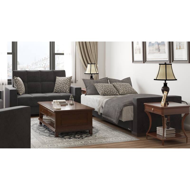 Collection Upholstered Convertible Loveseat With Storage