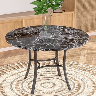 VECELO Small Round Dining Table for 4, Marble Top Kitchen Table, Kitchen & Dining Room Tables ...