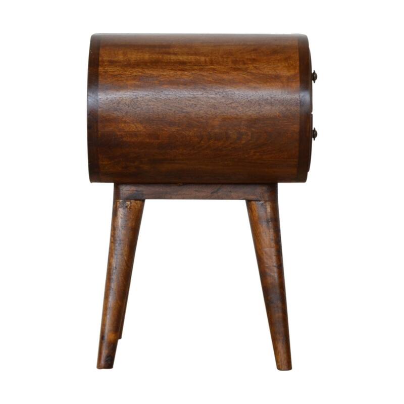 HomeRoots 21" Chestnut Solid Wood Oval Two Drawer Nightstand