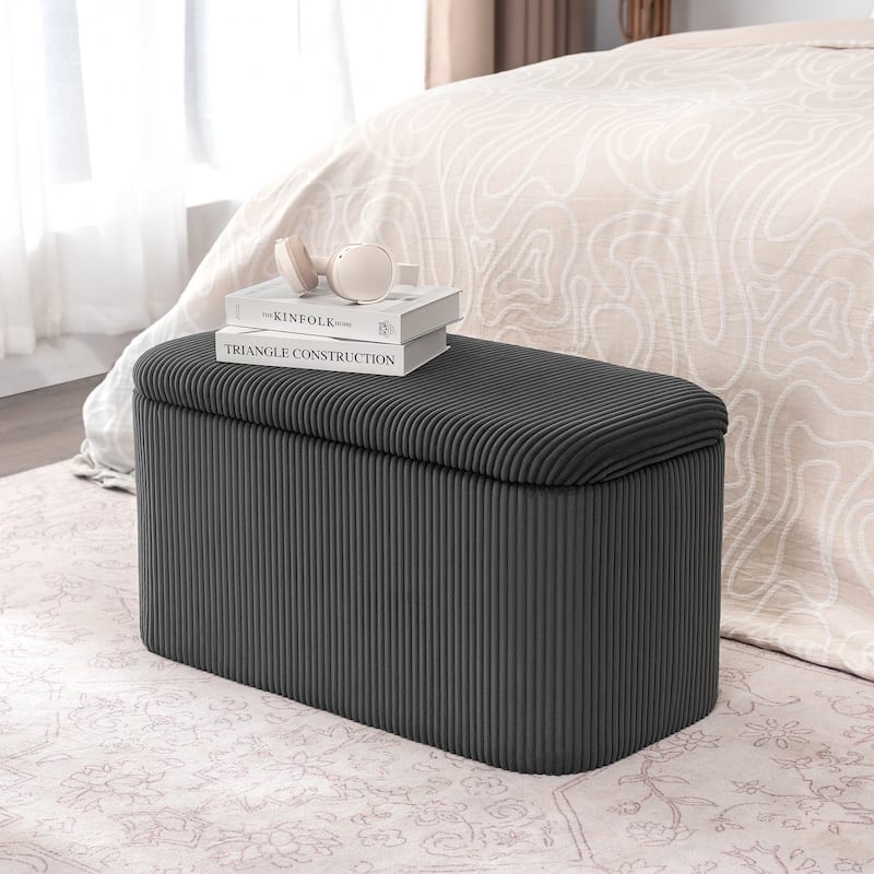 Adeco Storage Ottoman Bench, 31" Storage Bench for Bedroom Living Room