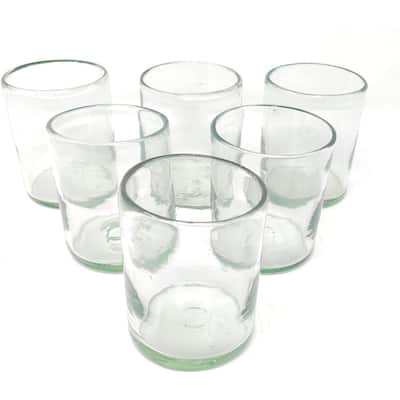 Dos Sueños Hand Blown Mexican Drinking Glasses - Set of 6 Natural Clear Tumbler Glasses (10 oz each)