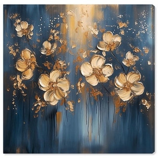 Luxurious Gold Blossoms Canvas Elegant Floral Art by Art Remedy - Bed ...
