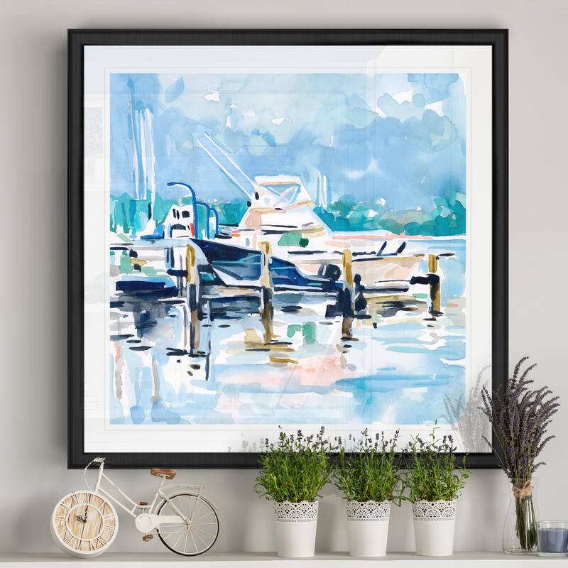 Watercolor Marina II -Black Framed Print