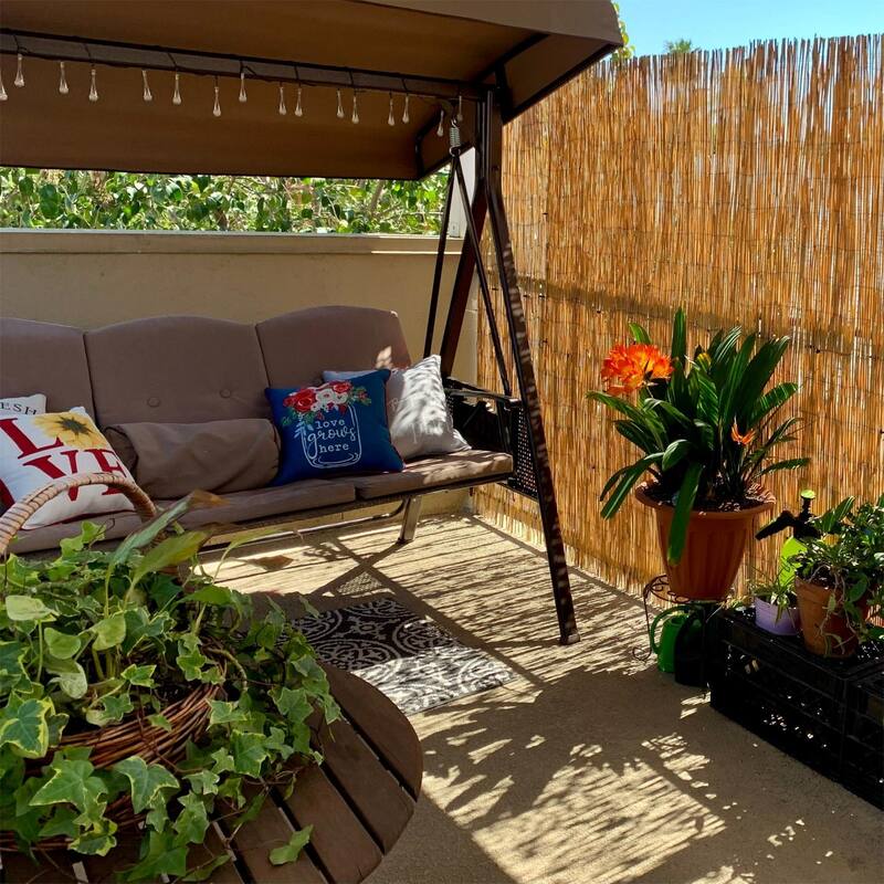 PURPLE LEAF Deluxe Outdoor Patio Porch Swing with Weather Resistant Steel Frame, Cushions and Pillow Included