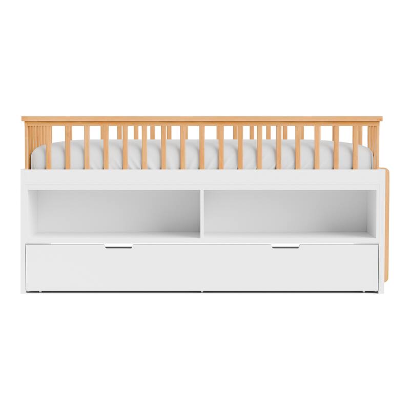 Furniture of America Orville Twin Captain Bed with Trundle and Open Storage Bookcase
