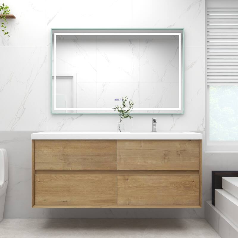 Selina 60" Wall Mounted Vanity with Single Sink on the Right - 60