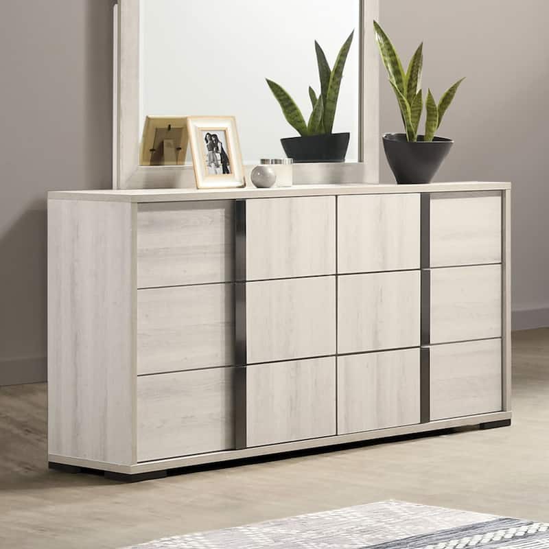 Furniture of America Eltering Contemporary Washed White 6-Drawer Dresser - Washed White