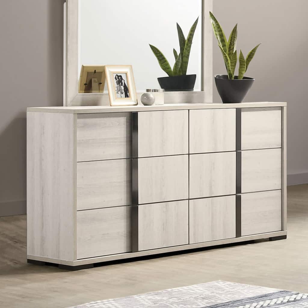 Furniture of America Eltering Contemporary Washed White 6-Drawer Dresser