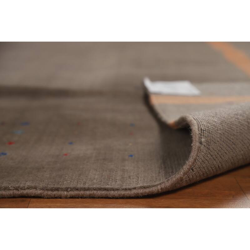 Hand Knotted Oriental 100% Wool Carpet Tribal Tribal Brown Gabbeh Area Rug - 9' 10'' X 8' 1''