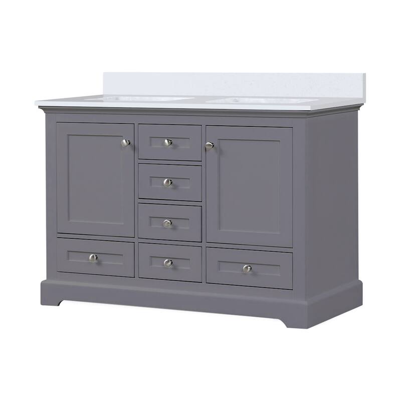 Dukes 48 in. W x 22 in. D Dark Grey Double Bath Vanity and White Quartz Top
