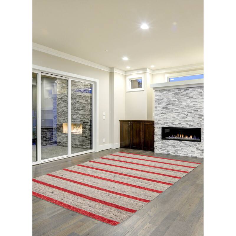 ECARPETGALLERY Braid weave Sienna Grey Wool Rug - 5'2 x 7'7