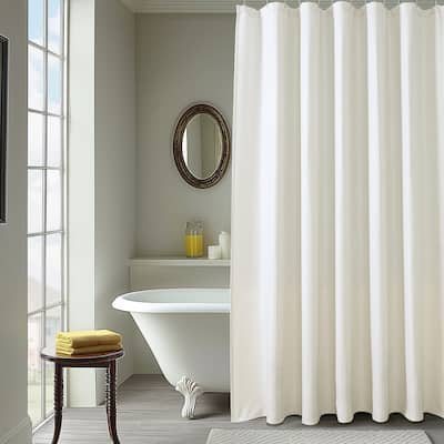 Exclusive Fabrics Modern Waffle Heavyweight Shower Curtains with Hooks Included, 71 Inches Long (1 Panel)