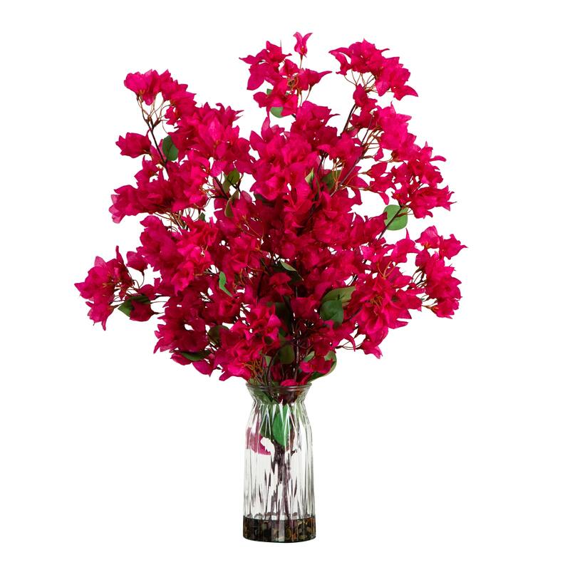 Bougainvillea Floral Artificial Arrangement with Vase - 31" - Pink