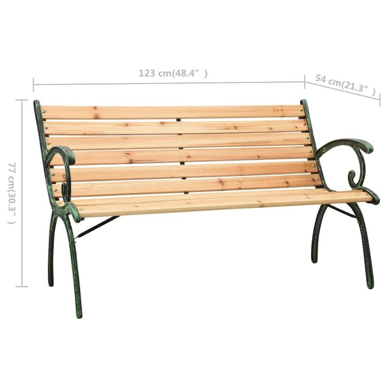 vidaXL Patio Bench 48.4" Cast Iron and Solid Firwood
