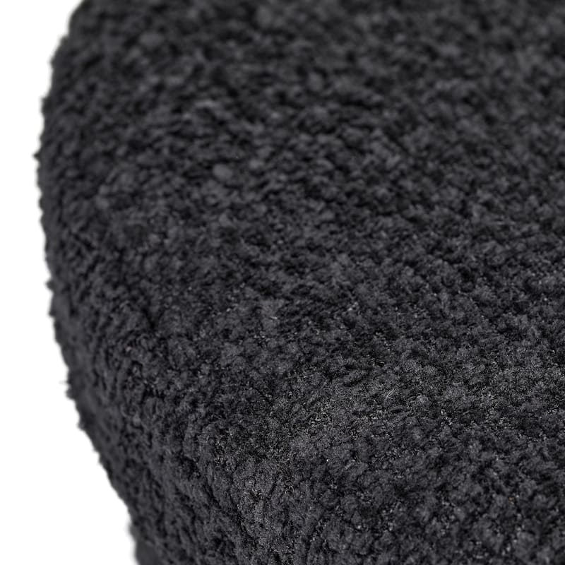 Black Boucle Storage Ottoman Bench Modern Upholstered Seat 30" x 15"