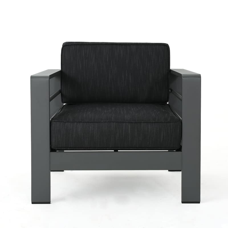 Cape Coral Outdoor Aluminum 5-piece Chat Set with Cushions & Fire Table by Christopher Knight Home