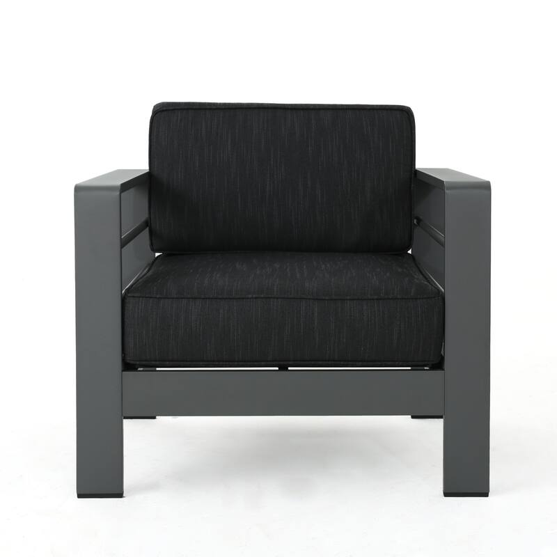 Cape Coral Outdoor Aluminum Tempered Glass 7-piece Chat Set with Cushions by Christopher Knight Home