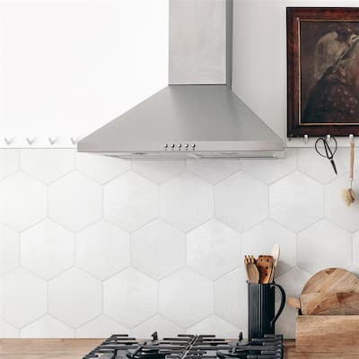 Merola Tile Gaudi Hex White 8-5/8" x 9-7/8" Porcelain Floor and Wall Tile