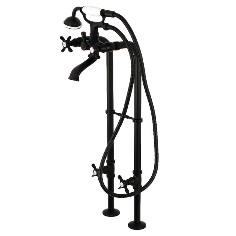 Kingston Brass Traditional Freestanding Tub Faucet with Supply Line and Stop Valve - Matte Black