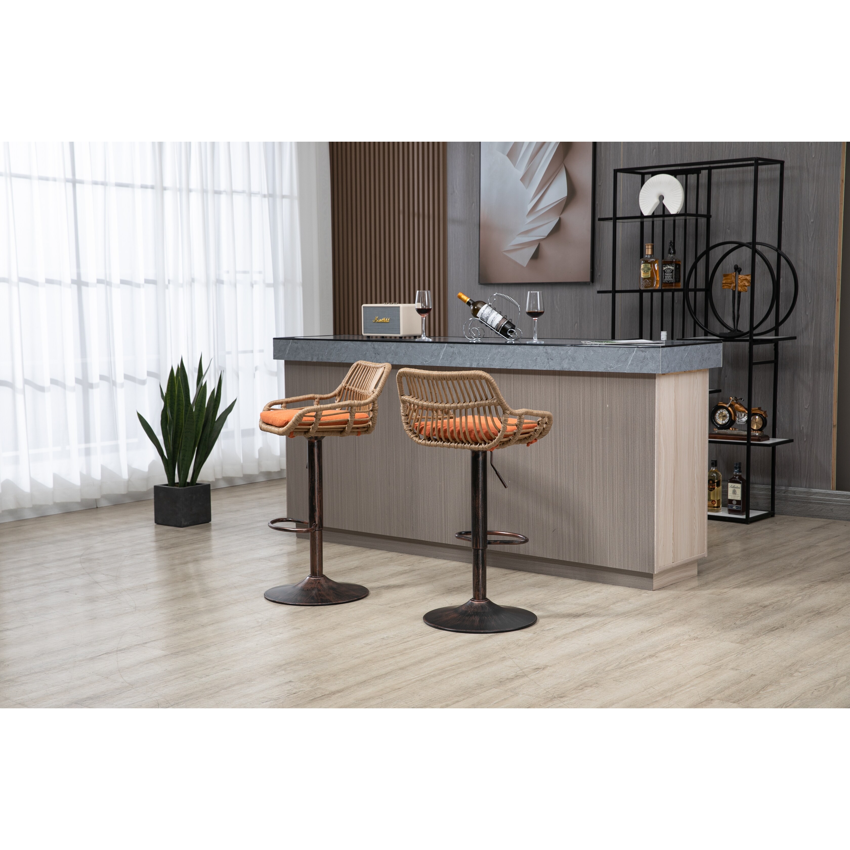 Swivel Bar Stools Set of 2 Adjustable Counter Height Chairs with