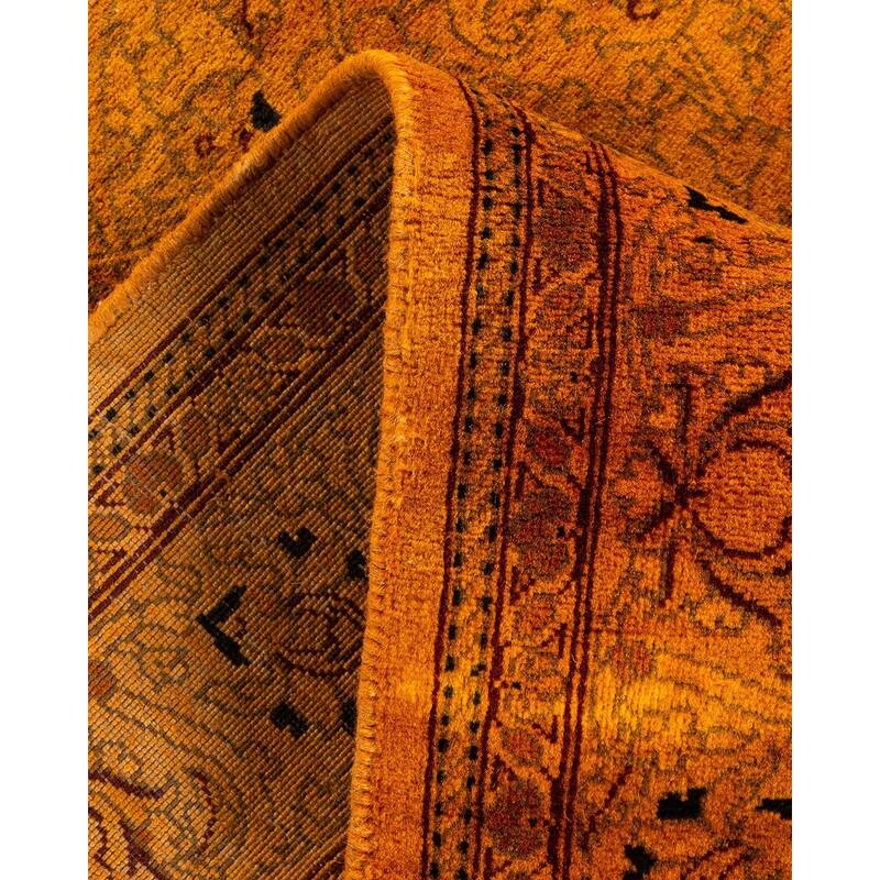 Overton Hand Knotted Wool Vintage Inspired Modern Contemporary Overdyed Orange Runner Rug - 2' 7" x 16' 8"