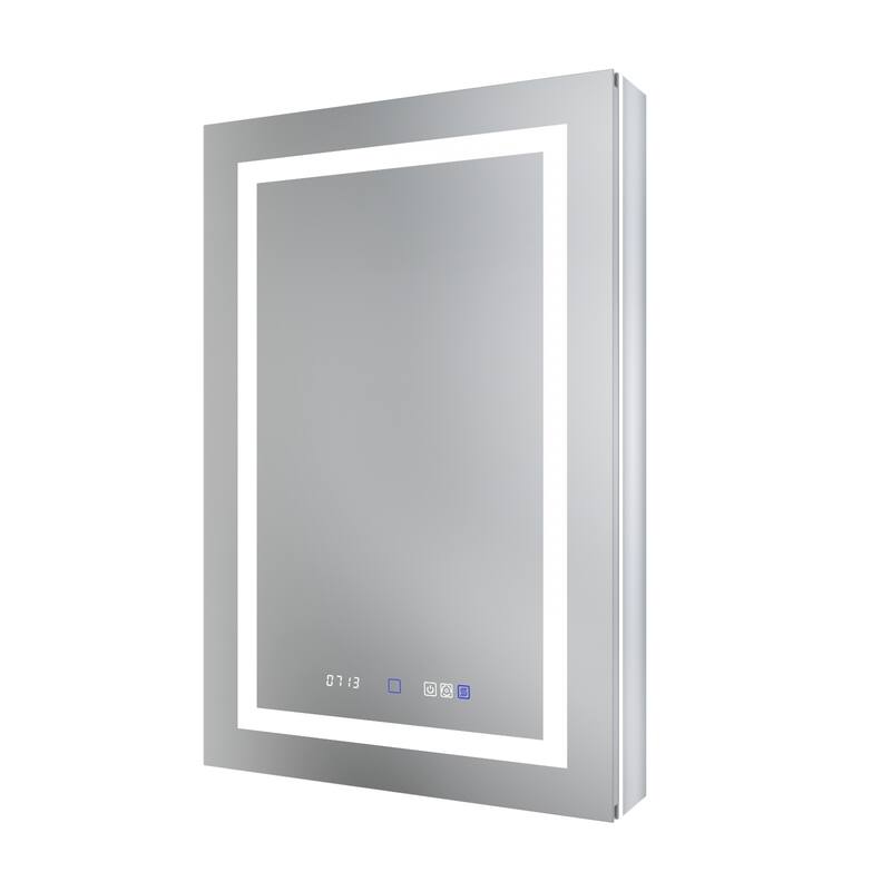 36'' H Recessed or Surface Mounted Bathroom LED Mirror Cabinet With Defogger, Dimmer, 10x magnifying
