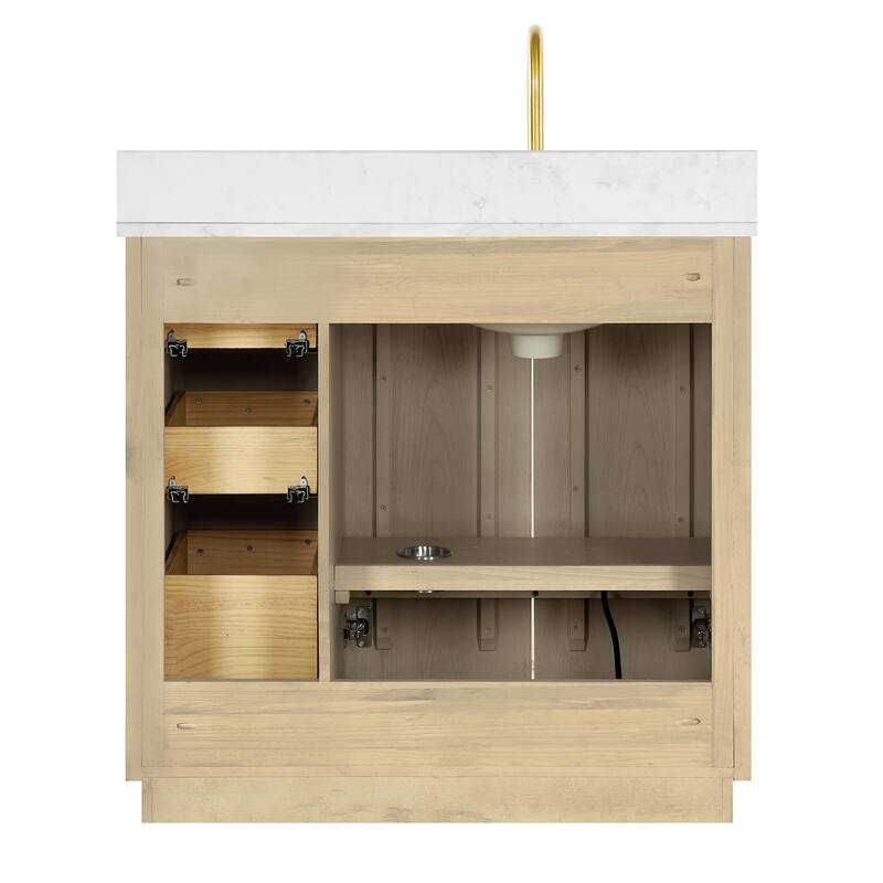 Oza Bath Vanity with Quartz Stone Top and Mirror