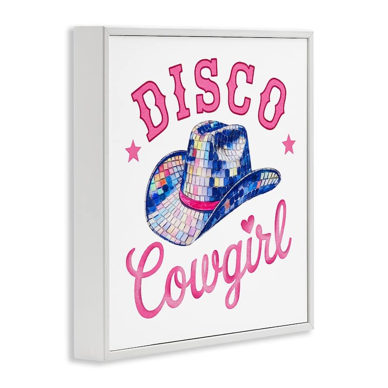 Stupell Disco Cowgirl & Hat Framed Giclee Art Design By Amanda Greenwood