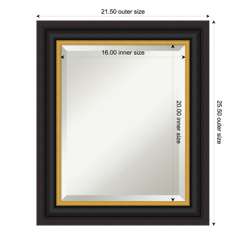 Sierra Beveled Wood Framed Wall Mirror - 22 x 26 in - Sierra Black Brown