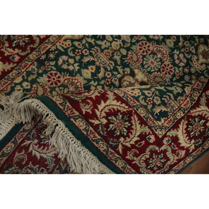 Hand Knotted Oriental 100% Wool Carpet Traditional Floral Green Agra Area Rug - 6' 2'' X 4' 1''