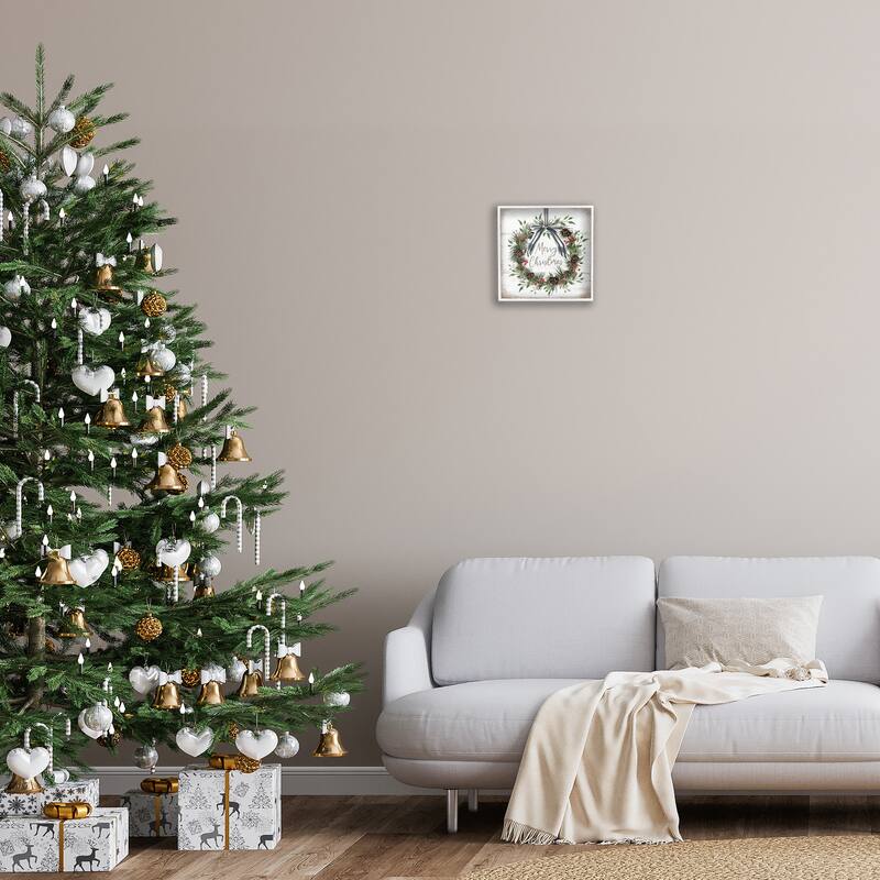 Stupell Rustic Christmas Pinecone Wreath Framed Giclee Art Design By Elizabeth Tyndall